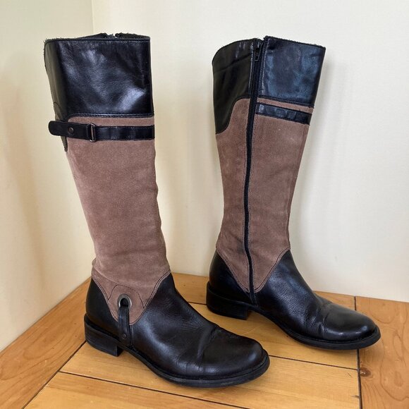 Donna Piu' Equestrian Riding Style Boots Two-Tone Leather & Suede Made in Italy - Picture 4 of 9